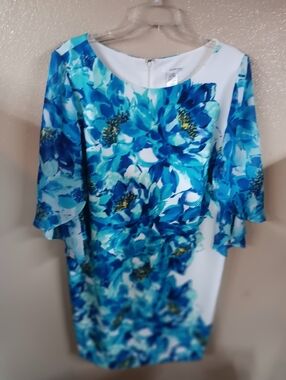 StudioOne Blue& White Floral Women's Dress Size 18w Retail $86